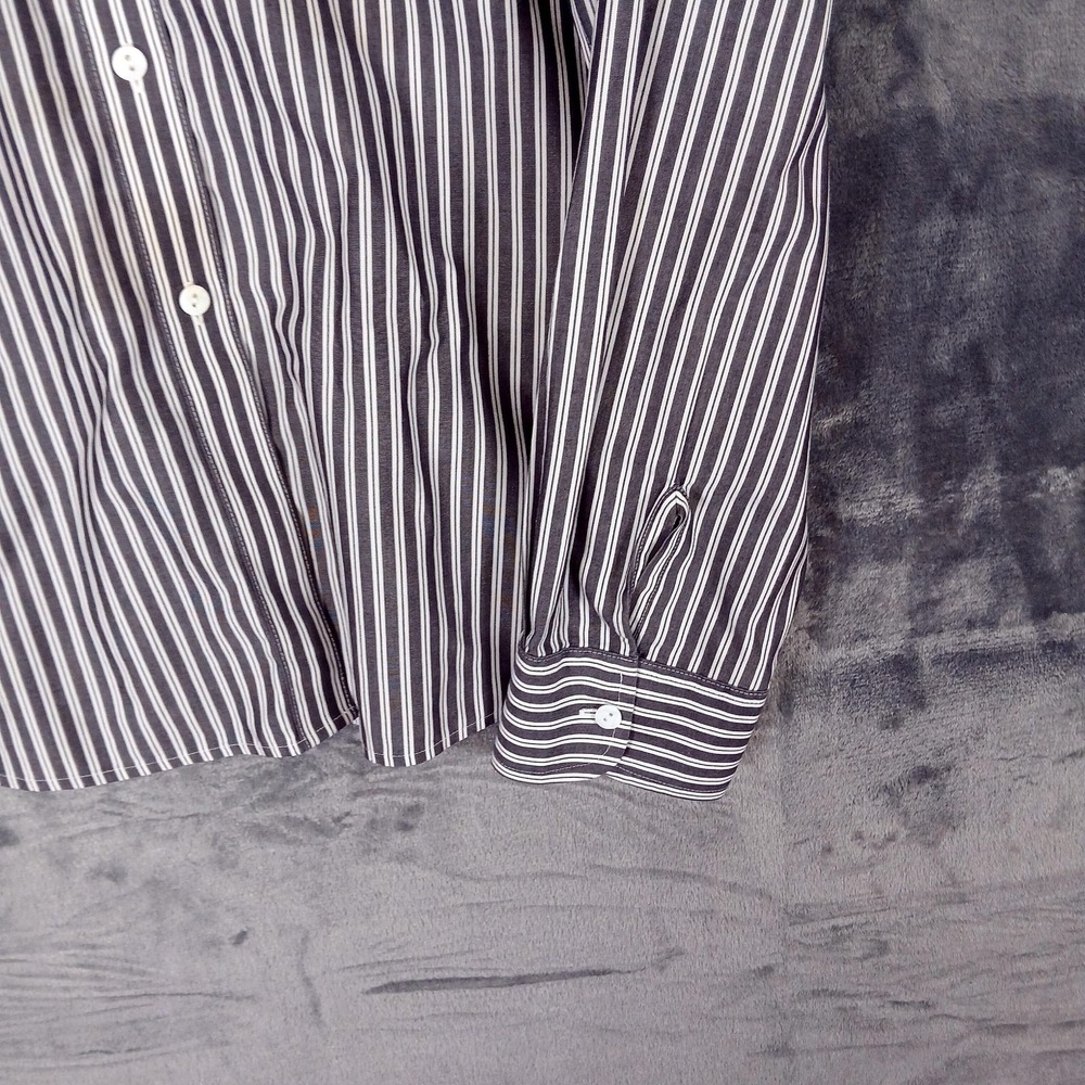 Foxcroft Shirt Womens 16 Black White Stripe Non Iron Fitted Button Front Dress - Picture 6 of 9